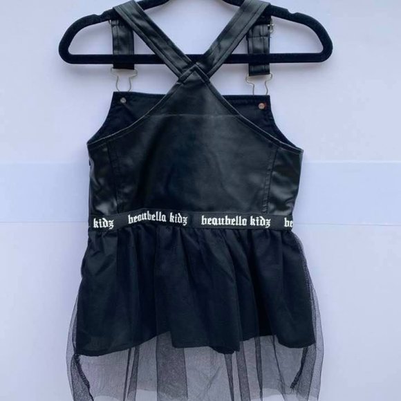 *NWT* 2T Faux leather dungaree Tulle dress - Picture 6 of 7